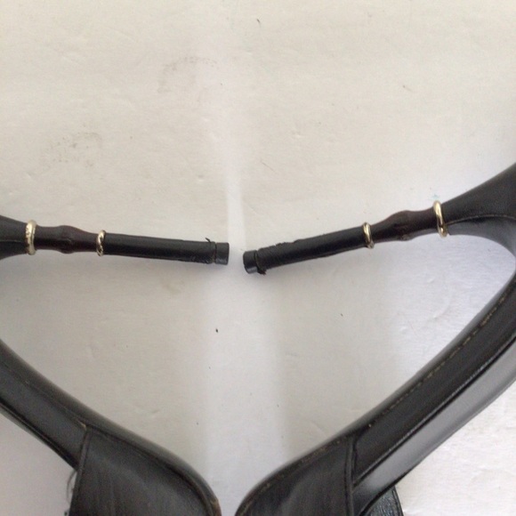GUCCI BLACK LEATHER BAMBOO HEELS SIZE 39 - Picture 8 of 15